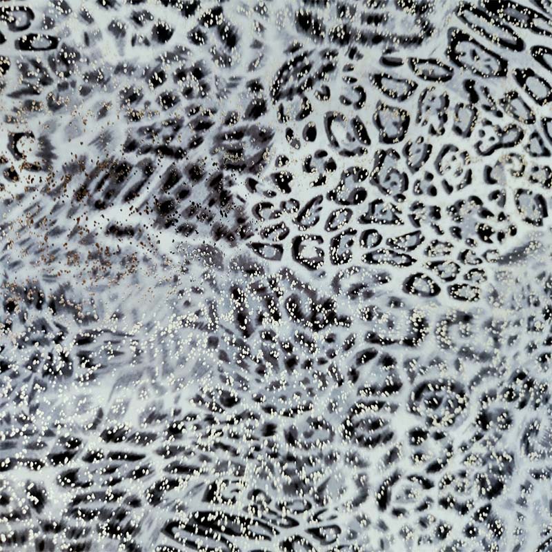 Lycra Fantasia Animal Laminata Leopardo bianco nero Lycra Fantasia Laminata Animal Leopardo 2 Grigio Nero - immagine 1